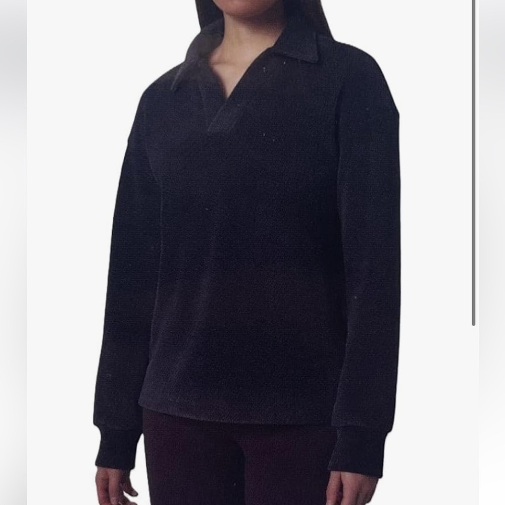 NWT Mondetta corduroy fleece pullover black sweatshirt‎ L ultra soft warm